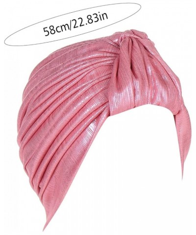 Womens Pleated Stretch Turbans Hats Headwraps Hat Comfortable Lightweight Muslim Cancer Chemo African Cap Silver $6.59 Skulli...