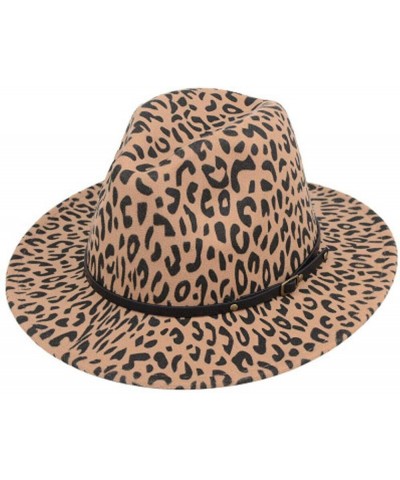 Vintage Unisex Hard Felt Hat Wide Brim Trilby Panama Hat Gangster Cap Leopard Fedoras 4 $12.74 Fedoras