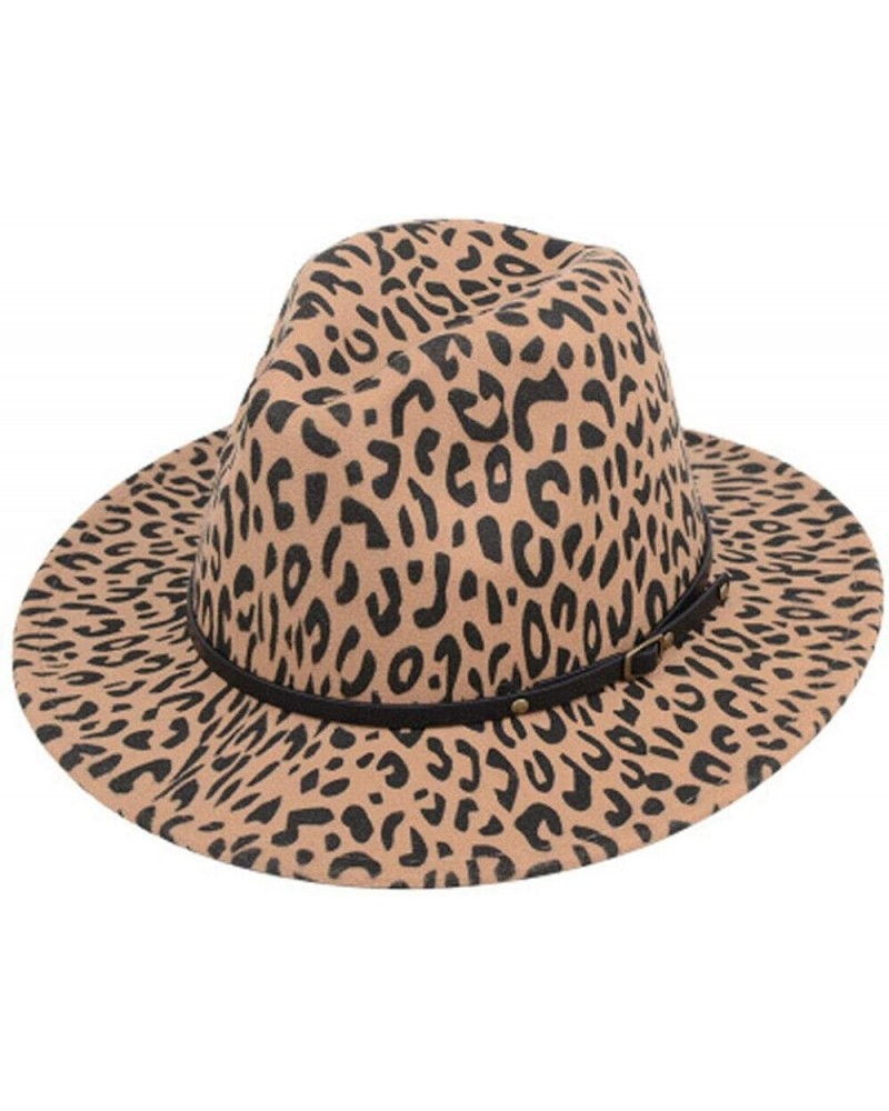 Vintage Unisex Hard Felt Hat Wide Brim Trilby Panama Hat Gangster Cap Leopard Fedoras 4 $12.74 Fedoras