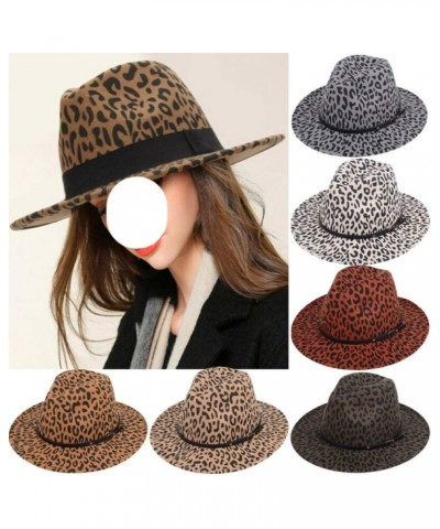 Vintage Unisex Hard Felt Hat Wide Brim Trilby Panama Hat Gangster Cap Leopard Fedoras 4 $12.74 Fedoras