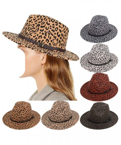 Vintage Unisex Hard Felt Hat Wide Brim Trilby Panama Hat Gangster Cap Leopard Fedoras 4 $12.74 Fedoras