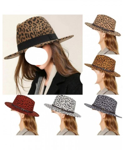 Vintage Unisex Hard Felt Hat Wide Brim Trilby Panama Hat Gangster Cap Leopard Fedoras 4 $12.74 Fedoras