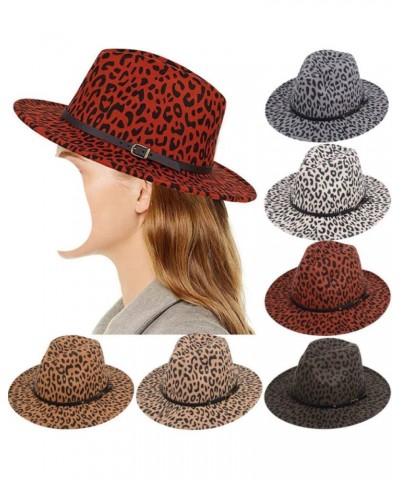 Vintage Unisex Hard Felt Hat Wide Brim Trilby Panama Hat Gangster Cap Leopard Fedoras 4 $12.74 Fedoras