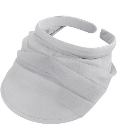 Women Sun Visor Hat Foldable Sun Visors Wide Brim Roll Up Visors Packable Ponytail Beach Hats for Summer Sport Travel Gray $1...