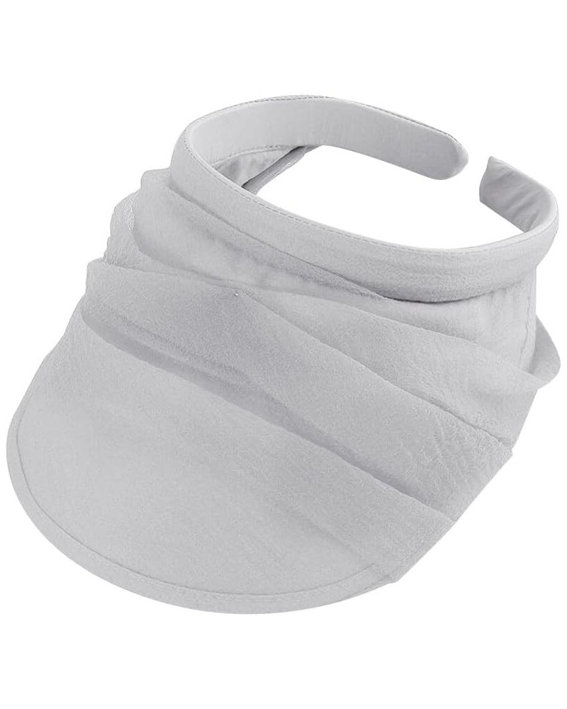 Women Sun Visor Hat Foldable Sun Visors Wide Brim Roll Up Visors Packable Ponytail Beach Hats for Summer Sport Travel Gray $1...