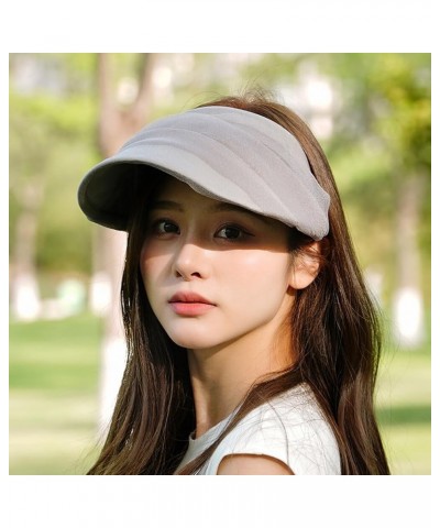 Women Sun Visor Hat Foldable Sun Visors Wide Brim Roll Up Visors Packable Ponytail Beach Hats for Summer Sport Travel Gray $1...