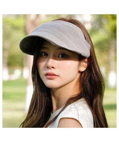 Women Sun Visor Hat Foldable Sun Visors Wide Brim Roll Up Visors Packable Ponytail Beach Hats for Summer Sport Travel Gray $1...