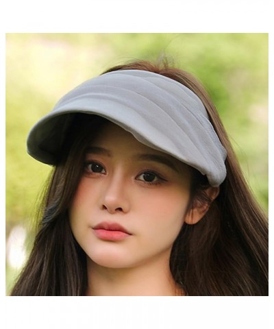 Women Sun Visor Hat Foldable Sun Visors Wide Brim Roll Up Visors Packable Ponytail Beach Hats for Summer Sport Travel Gray $1...