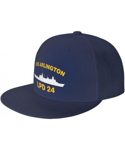 USS Arlington LPD 24 Flag-Trucker Hats Denim Hats Cowboy Knit hat Baseball Caps Fisherman's hat Navy Blue $12.43 Baseball Caps