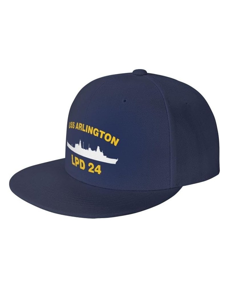 USS Arlington LPD 24 Flag-Trucker Hats Denim Hats Cowboy Knit hat Baseball Caps Fisherman's hat Navy Blue $12.43 Baseball Caps