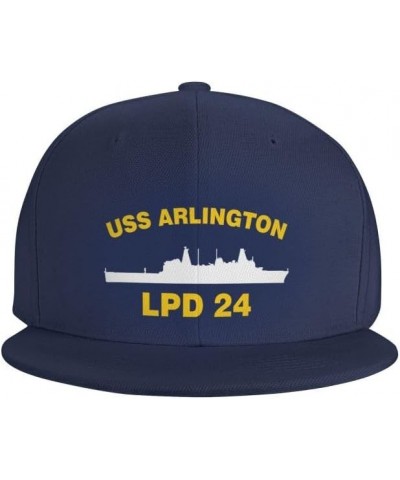 USS Arlington LPD 24 Flag-Trucker Hats Denim Hats Cowboy Knit hat Baseball Caps Fisherman's hat Navy Blue $12.43 Baseball Caps