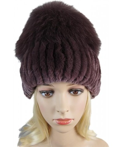 Women Winter Thick Warm Hat Outdoor Soft Fur Cap Beanies Cold Weather Fur Knitted Hats One Size Coffee Purple $25.46 Skullies...