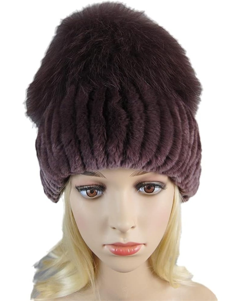 Women Winter Thick Warm Hat Outdoor Soft Fur Cap Beanies Cold Weather Fur Knitted Hats One Size Coffee Purple $25.46 Skullies...