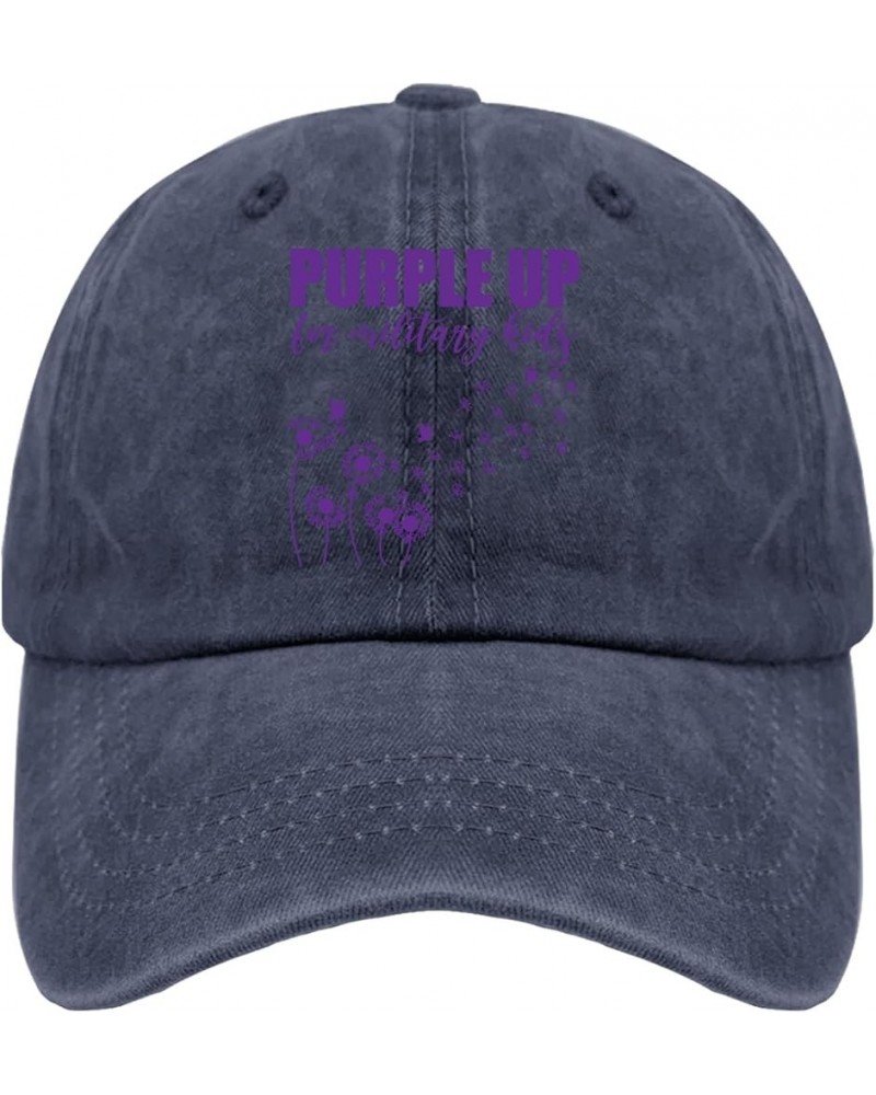 Purple Up for Military Kids Sun Hat Cute Hat Pigment Khaki Womens Hats Gifts for Mom Hiking Hats Navy Blue $11.79 Sun Hats