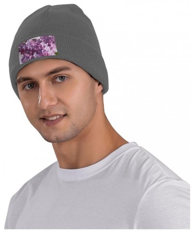 Beanie for Women Lilac Flowers Print Knitted Hat Men Winter Beanies Soft Knit Hats Warm Beanie Cap Deep Heather $10.58 Skulli...