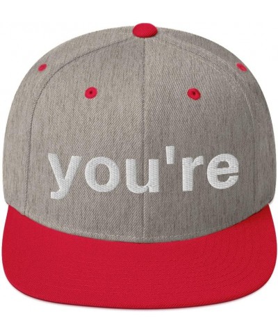 You're, not Your. Grammar Nazi Funny Cap (Embroidered Snapback Hat) Heather Grey/ Red $17.32 Baseball Caps