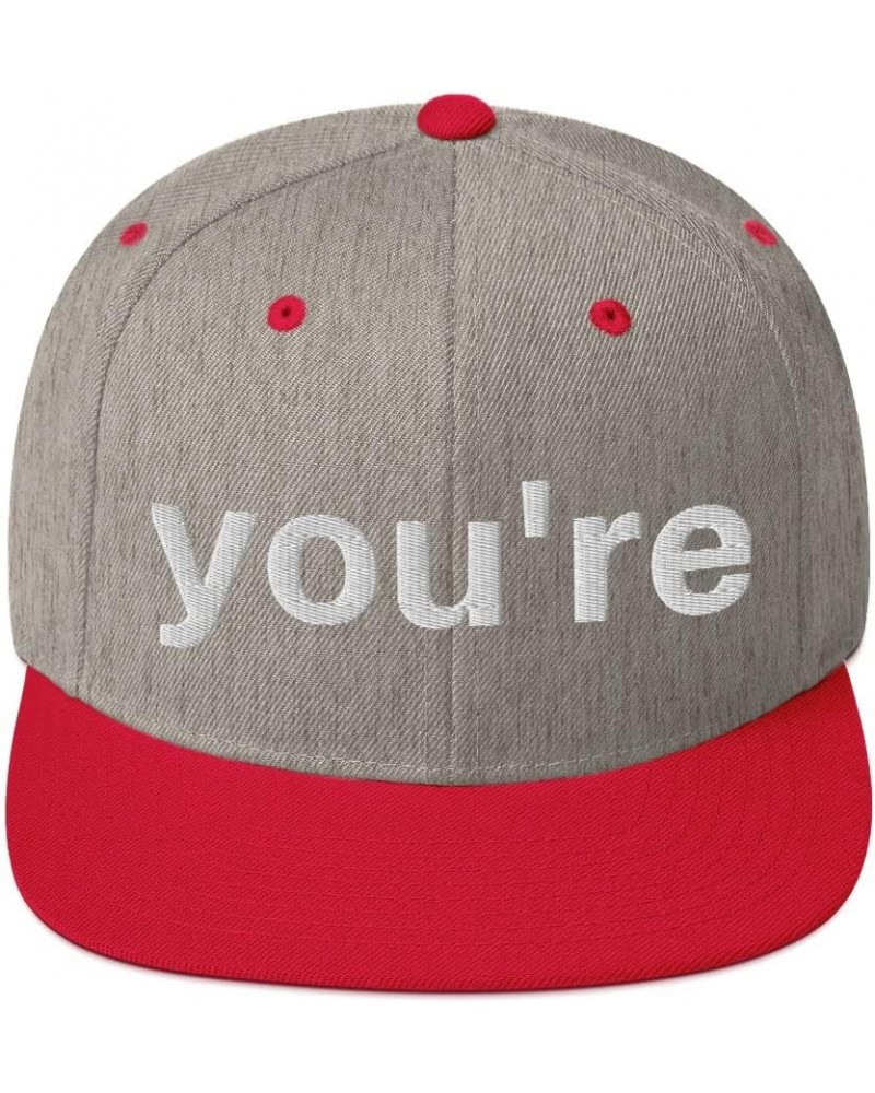 You're, not Your. Grammar Nazi Funny Cap (Embroidered Snapback Hat) Heather Grey/ Red $17.32 Baseball Caps