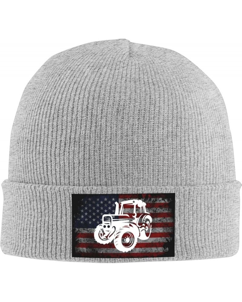 Tractor American Flag Cozy Knitted Hat for Winter - Warm Comfort Black Gray $13.27 Skullies & Beanies