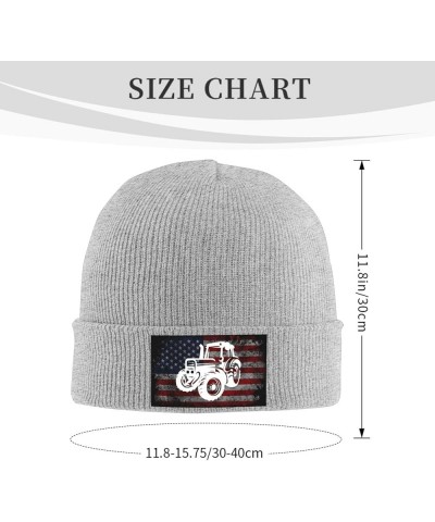 Tractor American Flag Cozy Knitted Hat for Winter - Warm Comfort Black Gray $13.27 Skullies & Beanies