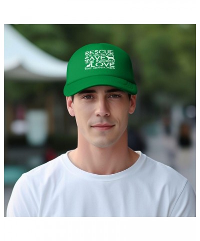 Vintage Dog Rescue Animal Cat Gifts Green Trucker Hat Mesh Baseball Cap Baseball Hats for Men Women Fishing Hats $9.68 Baseba...