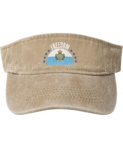 The San Marino Flag and Freedom Sun Visor Hats for Women Men Adjustable Sports Sun Hats Cotton Golf Cap Natural $10.68 Sun Hats