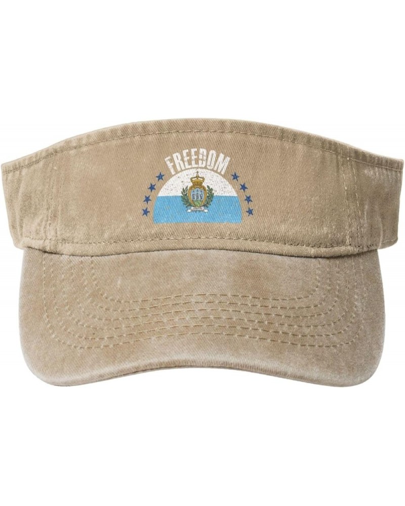 The San Marino Flag and Freedom Sun Visor Hats for Women Men Adjustable Sports Sun Hats Cotton Golf Cap Natural $10.68 Sun Hats