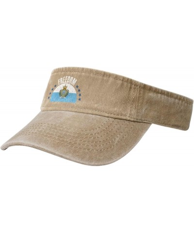 The San Marino Flag and Freedom Sun Visor Hats for Women Men Adjustable Sports Sun Hats Cotton Golf Cap Natural $10.68 Sun Hats