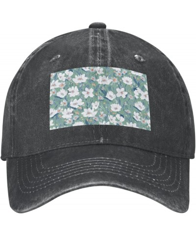 Hand Drawn Flowers Vintage Denim Cowboy Baseball Cap Dad Hat Men Women Adjustable Black $10.19 Baseball Caps