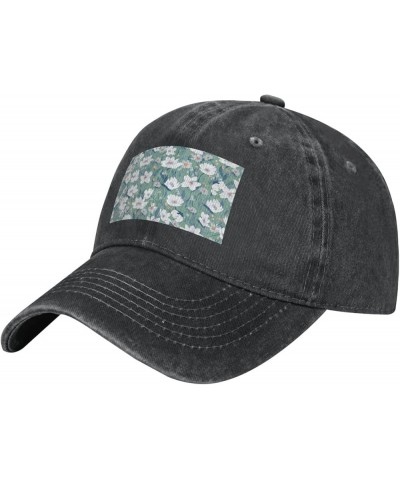 Hand Drawn Flowers Vintage Denim Cowboy Baseball Cap Dad Hat Men Women Adjustable Black $10.19 Baseball Caps