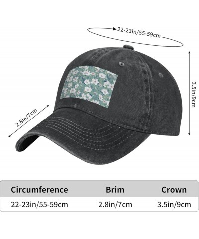 Hand Drawn Flowers Vintage Denim Cowboy Baseball Cap Dad Hat Men Women Adjustable Black $10.19 Baseball Caps