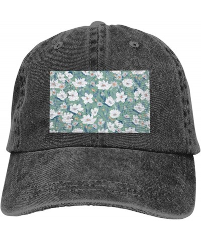 Hand Drawn Flowers Vintage Denim Cowboy Baseball Cap Dad Hat Men Women Adjustable Black $10.19 Baseball Caps