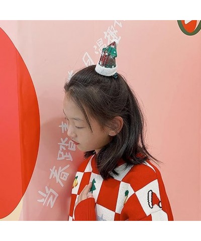 Santa Hat Headwear Tinsel Hair Clip Christmas Duckbill Clip Headpiece with Tinsel Tulle Cone Hat Cartoon Hair Pin 6 $4.19 Hea...