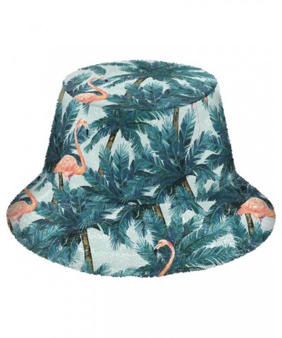 Flamingo Palm Tree Unisex Bucket Hat for Women Men Summer Sun Beach Fishing Cap with UV Protection Lightweight Headwear for O...