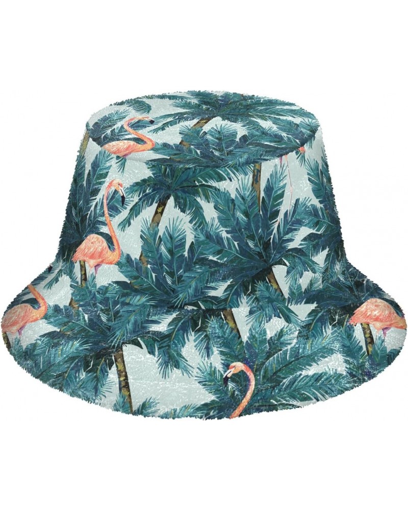 Flamingo Palm Tree Unisex Bucket Hat for Women Men Summer Sun Beach Fishing Cap with UV Protection Lightweight Headwear for O...