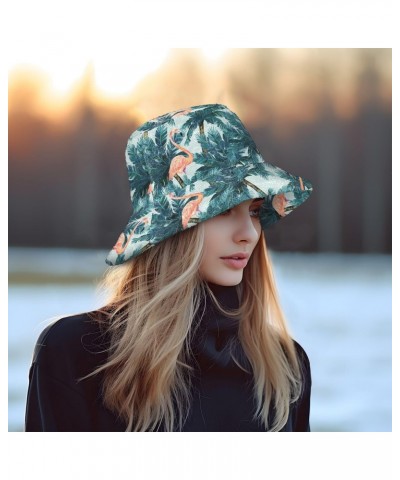 Flamingo Palm Tree Unisex Bucket Hat for Women Men Summer Sun Beach Fishing Cap with UV Protection Lightweight Headwear for O...