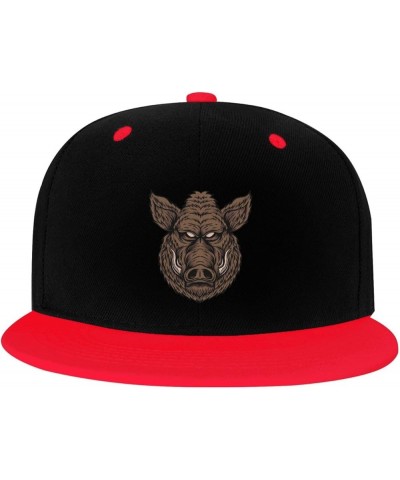 Raging Pig Snapback Hat for Men Women Baseball Cap Trucker Flat Bill Hats Dad Caps Red $13.33 Baseball Caps