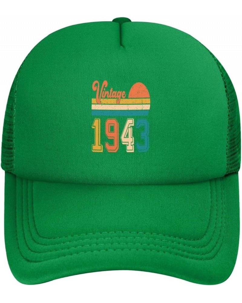 80 Year Old Gifts 1943 Vintage 80th Birthday Retro Trucker Hat Women Mesh Baseball Cap Men Sun Hat Cowboy hat Black Green $11...