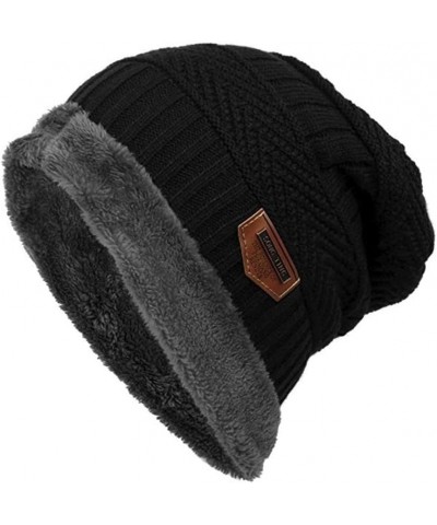 Mens Women Winter Knit Hat Warm Stocking Caps for Men Women Slouchy Hats Winter Knit Caps Soft Ski Hat Unisex Black $7.14 Sku...