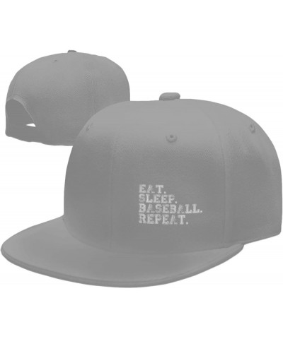 Eat Sleep Baseball Repeat Hat Funny Baseball Cap Flat Brim Hat Gift for Baseball Player for Men Women Black Gray $10.79 Baseb...