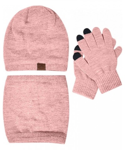 Women's Fashion Hats Mens Knitting Wool Hat Winter Warm Hat Bib Gloves Three Piece Suit Plush Ear Protector Head Cap Pink $12...