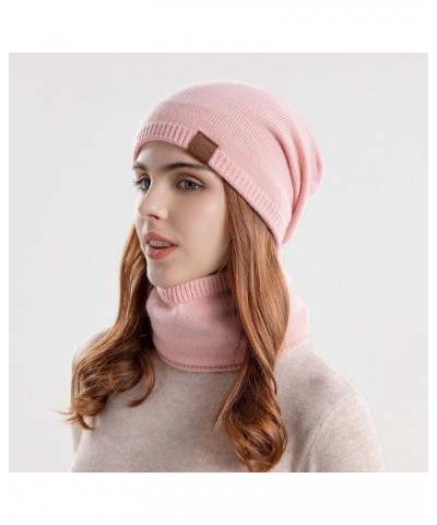 Women's Fashion Hats Mens Knitting Wool Hat Winter Warm Hat Bib Gloves Three Piece Suit Plush Ear Protector Head Cap Pink $12...