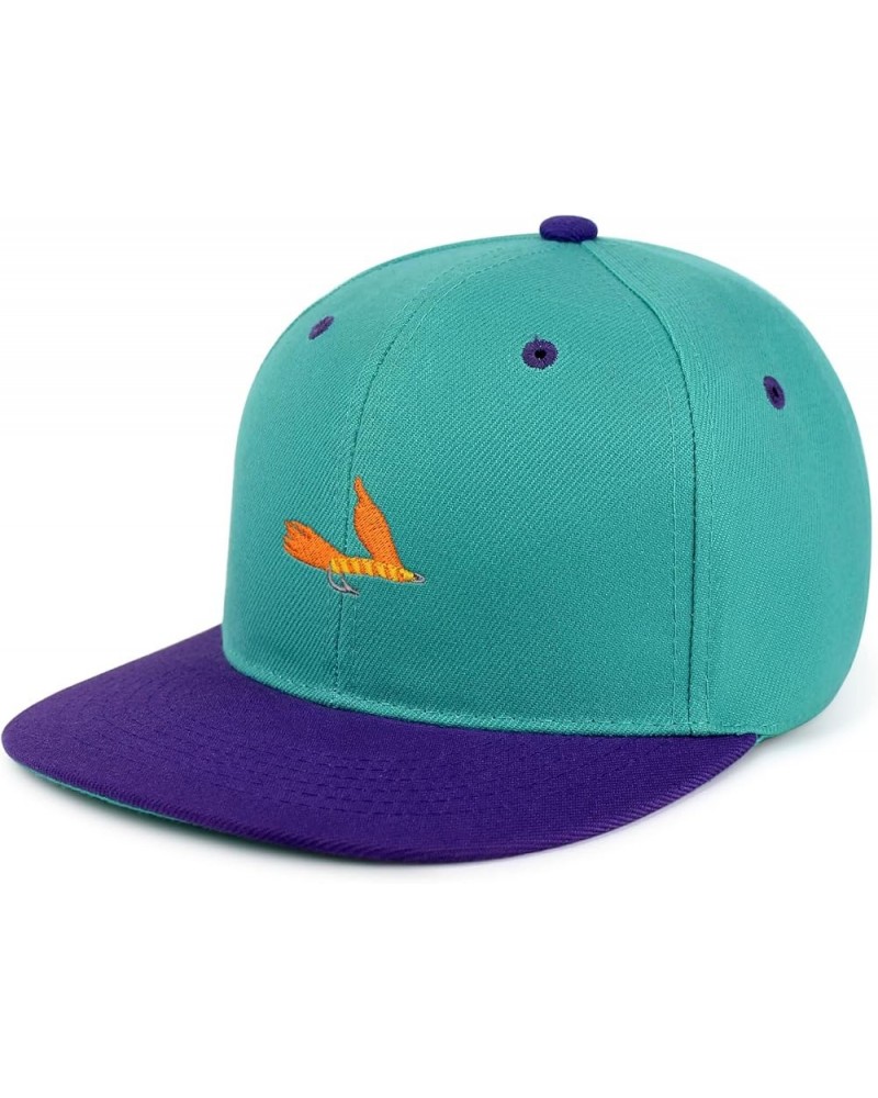 Lake Fishing Jig Hip-Hop Snapback Hat Embroidered Baseball Cap Fisherman Fish 61. Aqua/Purple $13.24 Baseball Caps