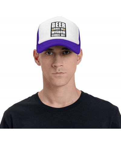 Men Women Baseball Hat Adjustable Beer goes in Wisdom Comes Out Mesh Trucker Cap Low Profile Dad Hat Purple $10.79 Baseball Caps