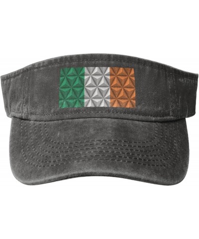 Flag of Ireland with Polygon Effect Sun Visor Hats for Women Men Sun Hat Vintage Golf Hat Adjustable Baseball Cap Deep Heathe...