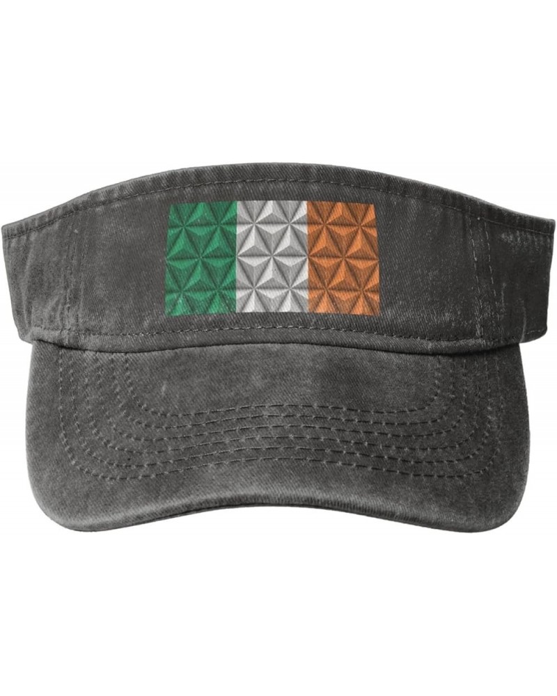 Flag of Ireland with Polygon Effect Sun Visor Hats for Women Men Sun Hat Vintage Golf Hat Adjustable Baseball Cap Deep Heathe...