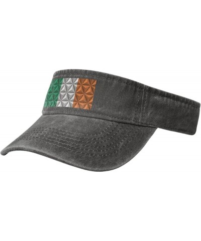 Flag of Ireland with Polygon Effect Sun Visor Hats for Women Men Sun Hat Vintage Golf Hat Adjustable Baseball Cap Deep Heathe...