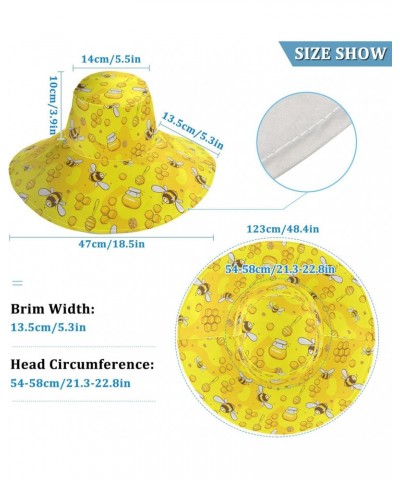 Cute Flying Bees Women Sun Hat Wide Brim Summer Yellow Honey Beach Hat Reversible Foldable Chin Strap UV Protection Hat Gift ...