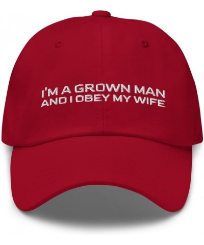 I Obey My Wife - Gifts for Him, Gifts for Your Husband On His Birthday Funny Quotes Hats for Men, Dad Hat Cranberry $19.32 Ba...