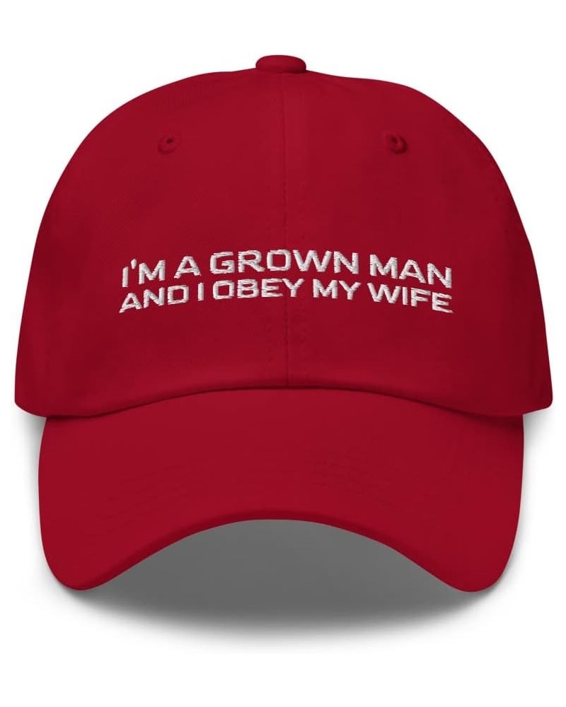 I Obey My Wife - Gifts for Him, Gifts for Your Husband On His Birthday Funny Quotes Hats for Men, Dad Hat Cranberry $19.32 Ba...