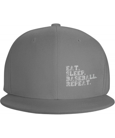 Eat Sleep Baseball Repeat Hat Funny Baseball Cap Flat Brim Hat Gift for Baseball Player for Men Women Black Gray $10.79 Baseb...